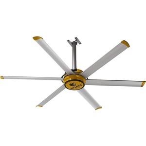 image:imageBig Ass Fans ESeries 7 ft Industrial 6 Blade Ceiling Fan Gearless Direct Drive Motor High Volume Low Speed Wired Wall Controller 110125V1ph  SilverYellowSilverYellow